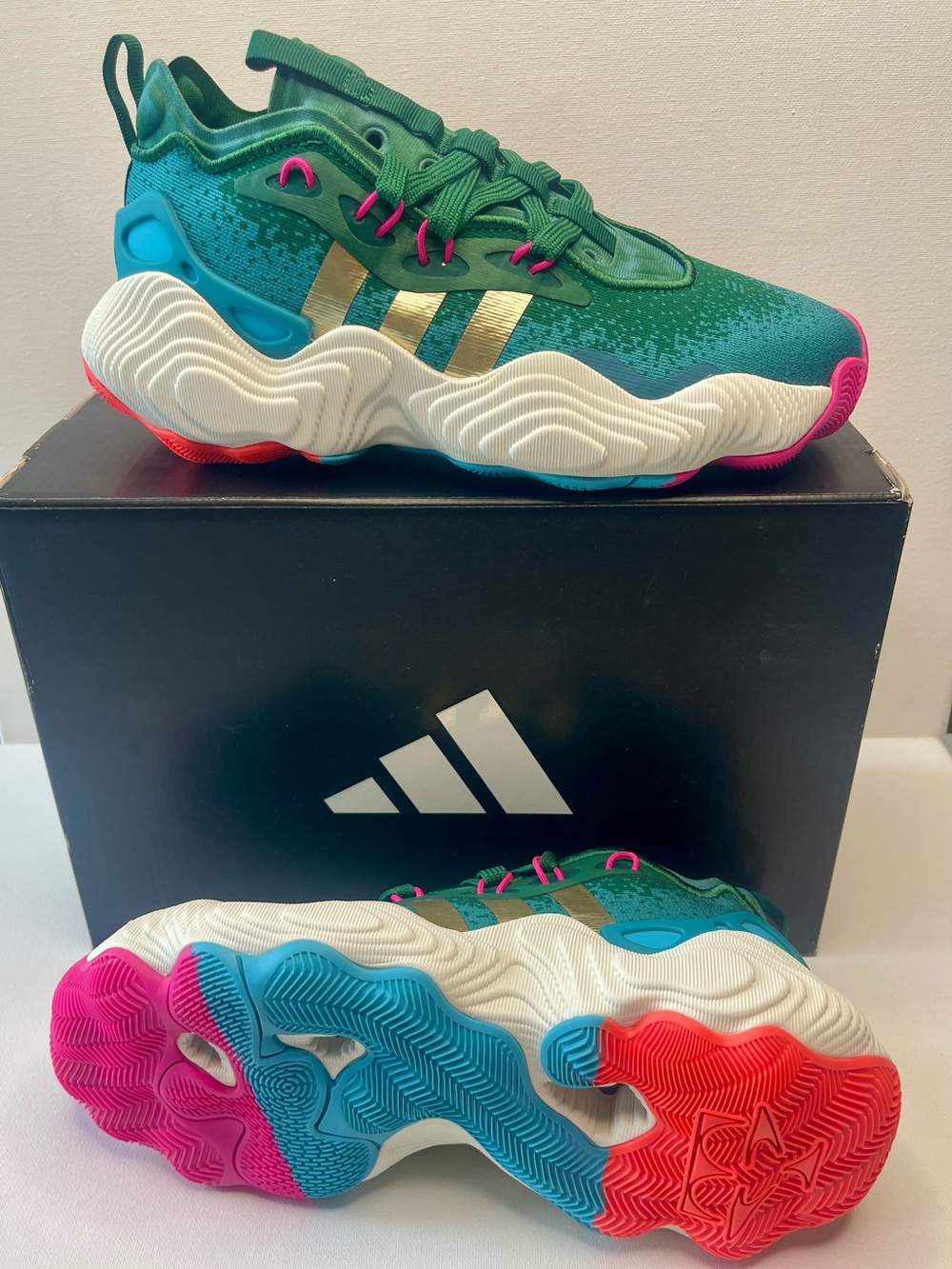 NIB ADIDAS TRAE YOUNG 3 J “96 OLYMPICS” GREEN/GOLD METALLIC/BLACK YOUTH SIZE 4